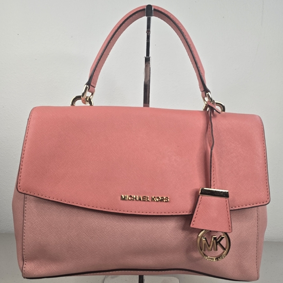 Michael Kors Handbags - MICHAEL KORS Ava Peach Pink Saffiano Leather Satchel Bag Purse Authentic EUC!